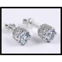 Platinum Blue Topaz Earrings #1681606