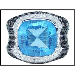 Gorgeous 18K White Gold Topaz and Diamond Ring #1682089