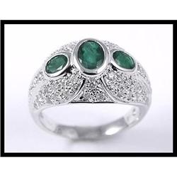 Luxuriant 18K White Gold Emerald and Diamond #1682090