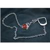 Image 1 : Estate Silver Carnelian Watch Fob Necklace #1682292