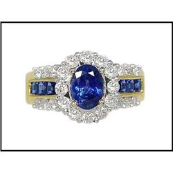 MAGNIFICENT 18K GOLD SAPPHIRE DIAMOND RING(was #1695862