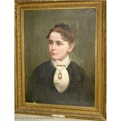 19c PORTRAIT OF AMERICAN LADY MARVELOUS OIL #1696059