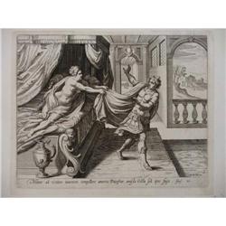Engraving "Joseph and Potiphar's Wife" by Peter#1696300