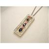 Image 1 : 14K YG Multi-Color Sapphire Diamond Pendant #1696342