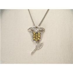 18K WG Yellow Sapphire Diamond Tulip Pendant #1696363