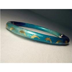Silver Hidalgo Enamel Dolphin Bangle Bracelet #1696370