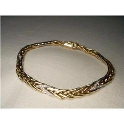 14K 2-Tone Gold Diamond Byzantine Bracelet #1696373