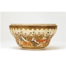 Meiji Japanese Satsuma Bowl 100 Fingurine #1696403