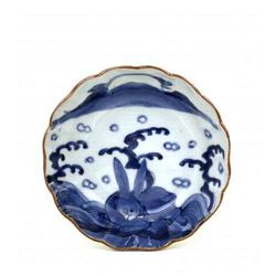 19C Japanese Blue & White Imari Bowl Rabbit #1696428