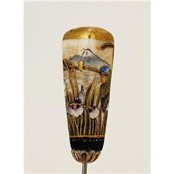 Meiji Japanese Satsuma Iris Bird Hat Hair Pin #1696429