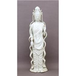 Old Japanese White Glaze Kutani Buddha Quan Yin#1696436