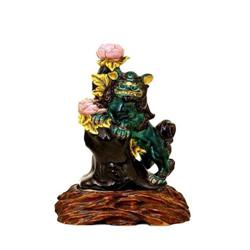 19C Japanese Kutani Fu Dog Lion Candle Holder w#1696439