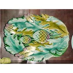 ANTIQUE FRENCH MAJOLICA ASPARAGUS PLATTER #1696478