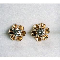 Estate Diamond Stud Earrings round solitaire #1696489