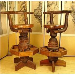 Unique Pair of 19th C. Folk Art Chinese Stools #1696545