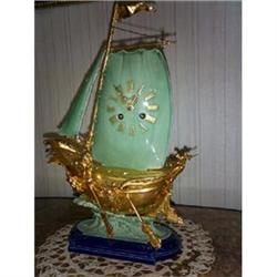 Rare Lenzkirch Clock Bronze Porcelain Ship #1710694