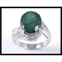 18K White Gold Emerald Diamond Ring #1711138