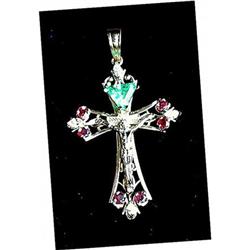 EMERALD. DIAMOND. RUBY. 14K  HOLLY CROSS #1711155