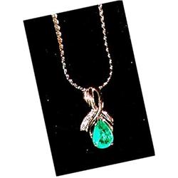 EMERALD 2.30 CARAT * COLOMBIAN. DIAMOND PENDANT#1711156