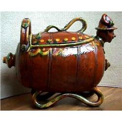 rare 19c Majolica Barrel Soup Tureen American #1711488