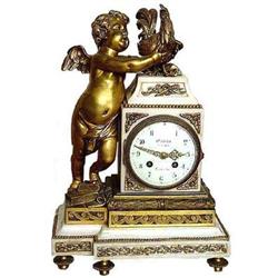 Dore BRONZE French EMPIRE mantle CLOCK 19c #1711489