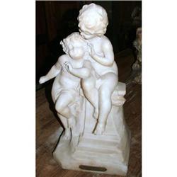 19th  Italian Alabaster Group of two Cherubs #1711502