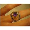 Estate Amethyst Ring Sterling Silver 18K Gold #1725329
