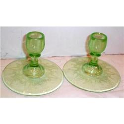 Green Cameo, Ballerina, Pair Candle Holders #1725408