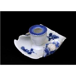 19C Japanese Blue White Hirado Candle Holder #1725553