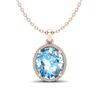 Image 1 : 12 ctw Sky Blue Topaz & Micro VS/SI Diamond Necklace 14k Rose Gold - REF-50H6R