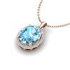 Image 2 : 12 ctw Sky Blue Topaz & Micro VS/SI Diamond Necklace 14k Rose Gold - REF-50H6R