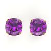 Image 1 : 12 ctw Cushion Cut Amethyst Designer Stud Earrings 18k Yellow Gold - REF-39N5F