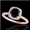 Image 1 : 1.5 ctw Certified VS Black Diamond Solitaire Halo Ring 10k Rose Gold - REF-45K3Y