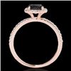 Image 2 : 1.5 ctw Certified VS Black Diamond Solitaire Halo Ring 10k Rose Gold - REF-45K3Y