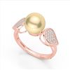 Image 2 : 0.27 ctw Micro Pave VS/SI Diamond & Golden Pearl Ring 14k Rose Gold - REF-38W2H