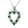 Image 1 : 0.80 ctw Emerald & Diamond Pendant 10k White Gold - REF-19K3Y