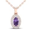 Image 1 : 0.36 ctw Amethyst & Micro Pave VS/SI Diamond Necklace 14k Rose Gold - REF-23M2G