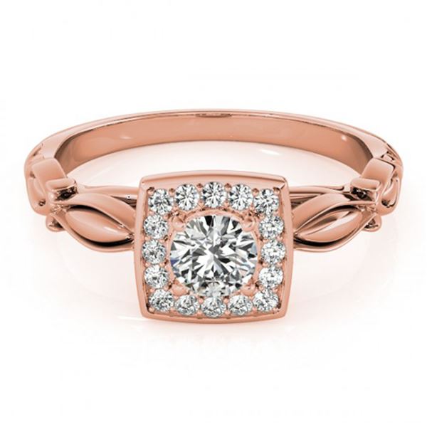 0.55 ctw Certified VS/SI Diamond Halo Ring 18k Rose Gold - REF-66Y3X