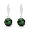 Image 1 : 0.18 ctw Micro VS/SI Diamond & Peacock Pearl Earrings 18k White Gold - REF-25F9M