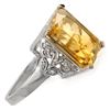 Image 2 : 9.20 ctw Citrine & Diamond Ring 14k White Gold - REF-40X4A