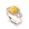 Image 2 : 3.75 ctw Citrine & Micro VS/SI Diamond Certified Ring 14k Rose Gold - REF-42F6M