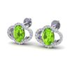 Image 1 : 3.50 ctw Peridot & Micro Pave VS/SI Diamond Earrings 10k White Gold - REF-45X4A
