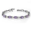 Image 1 : 12.04 ctw Tanzanite & Diamond Bracelet 10k White Gold - REF-125G5W