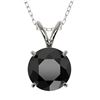 Image 1 : 1.50 ctw Fancy Black Diamond Solitaire Necklace 10k White Gold - REF-30X3A