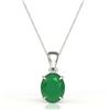 Image 2 : 3.50 ctw Emerald Designer Solitaire Necklace 18k White Gold - REF-25A9N
