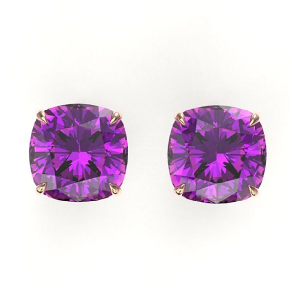 12 ctw Cushion Cut Amethyst Designer Stud Earrings 14k Rose Gold - REF-29A2N