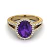Image 1 : 3 ctw Amethyst & Micro VS/SI Diamond Halo Ring 18k Yellow Gold - REF-52Y4X