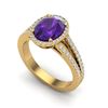 Image 2 : 3 ctw Amethyst & Micro VS/SI Diamond Halo Ring 18k Yellow Gold - REF-52Y4X