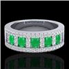 Image 1 : 2.34 ctw Emerald & Micro Pave VS/SI Diamond Designer Ring 10k White Gold - REF-55M2G