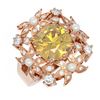 Image 3 : 6.96 ctw Canary Citrine & Diamond Ring 18K Rose Gold - REF-169Y5X